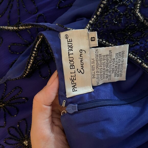 VINTAGE! Adrianna Papell Couture Royal Blue Embellished Evening Gown - Picture 8 of 9